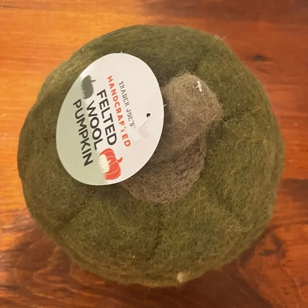 NWT Trader Joe’s Green Handcrafted Felted Wool Pumpkin